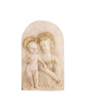 Madonna con Bambino in Simil Travertino e Oro in Ceramica