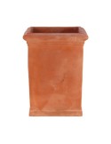 Vaso quadrato alto liscio in terracotta d'Impruneta