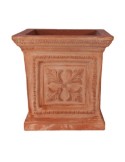 Vaso quadrato lavorato in terracotta | Terrecotte Cestenoli