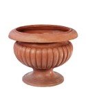 Vaso a calice alto baccellato in terracotta d'Impruneta