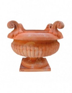 Vaso a calice con manici in terracotta d'Impruneta