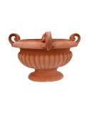 Vaso a calice ovale con manici in terracotta