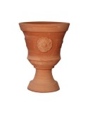 Vaso a calice con rosetta a tornio in terracotta