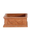 Vaso quadro basso con festoni in terracotta | Terrecotte Cestenoli