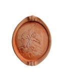 Pannello in basso rilievo ovale in terracotta