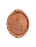 Pannello in basso rilievo ovale in terracotta