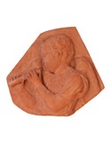 Pannello angelo con flauto in terracotta