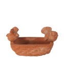 Cesto rettangolare con uccellini in terracotta