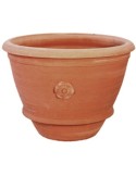 Vaso tondo con rosetta a tornio in terracotta | Terrecotte Cestenoli