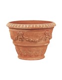 Vaso Decorato con Maschere in Terracotta d'Impruneta | Terrecotte Cestenoli